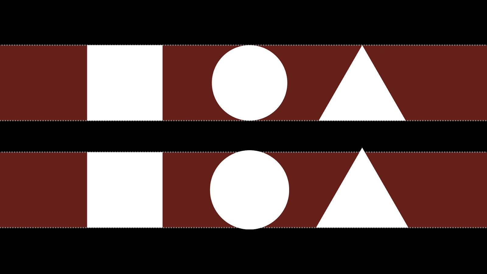 Top row shows a square, circle, and triangle at the same height. Bottom row shows overshoots for the circle and triangle.