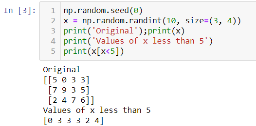 Numpy masking