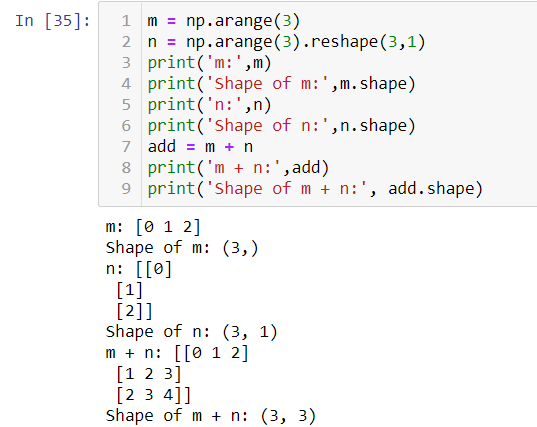 Numpy broadcasting