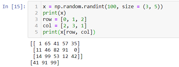 Numpy indexing