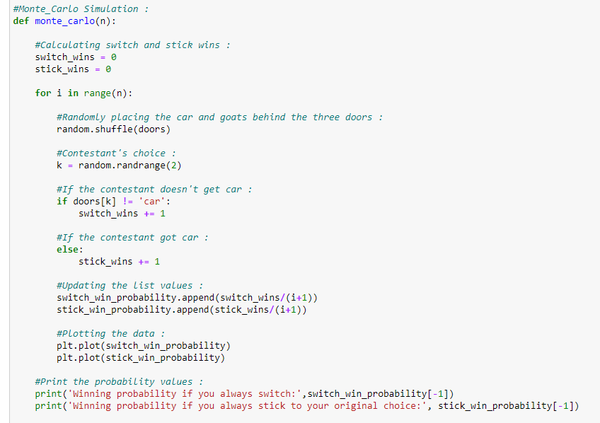 Figure 22: Implementing the main function with a Monte Carlo Simulation method.