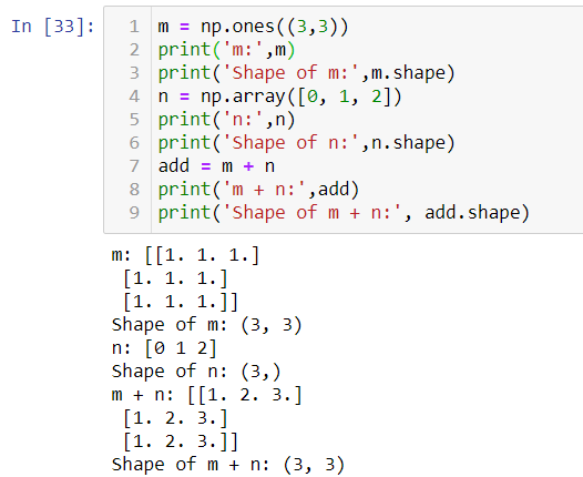 Numpy broadcasting