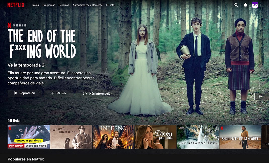 Screenshot of the Netflix website showing the hierarchy of the movies options